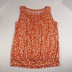 LOFT‎ Sleeveless Top Womens Size Medium Orange Floral